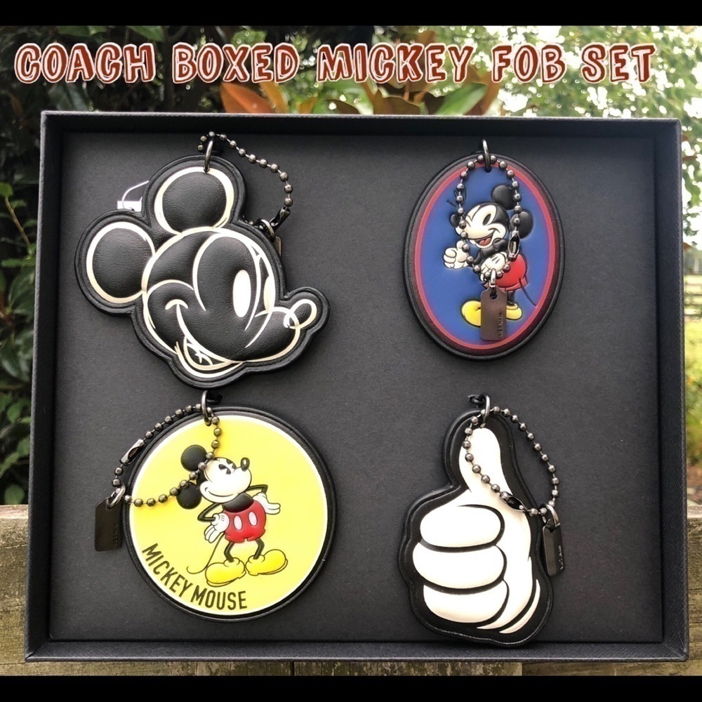 Coach Boxed Set Large Mickey Mouse Keychain Fob Set - Picture 2 of 4